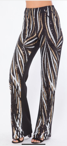 Zebra Print Sequins Pants - 1029 Kouture Boutique