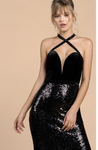 Black velvet and sequin halter gown - 1029 Kouture Boutique