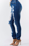High Rise Distressed Denim Joggers - 1029 Kouture Boutique