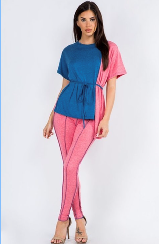 Color Block Waist Tie Pants Set - 1029 Kouture Boutique