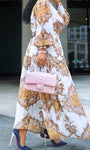 Printed Shirt Gold Top Dress Jacket (With Belt) - 1029 Kouture Boutique