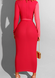 Belt Red Dress - 1029 Kouture Boutique