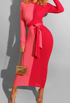 Belt Red Dress - 1029 Kouture Boutique