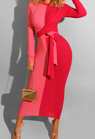 Belt Red Dress - 1029 Kouture Boutique
